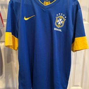 Vintage 2013/14 Nike Blue and Yellow Brazil Football Shirt
